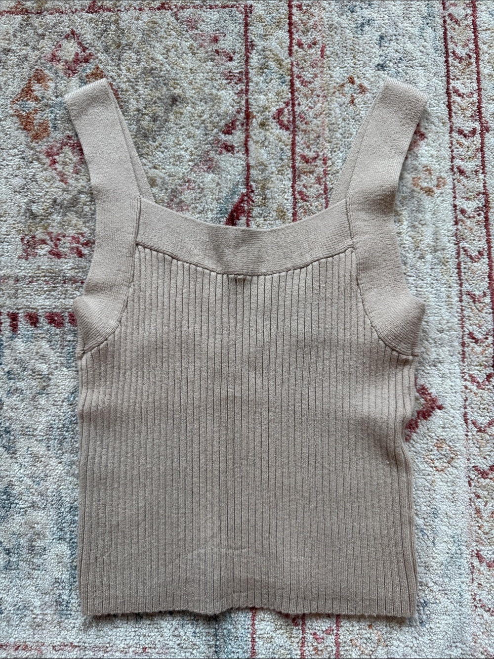 Abercrombie & Fitch Ribbed Tank Top in Taupe